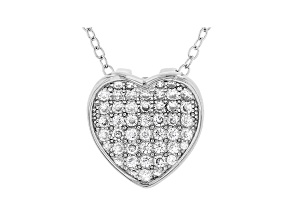 White Cubic Zirconia Rhodium Over Sterling Silver Heart Pendant With Chain 0.64ctw
