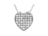 White Cubic Zirconia Rhodium Over Sterling Silver Heart Pendant With Chain 0.64ctw