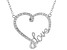 White Cubic Zirconia Rhodium Over Sterling Silver Heart "Love" Necklace 0.50ctw