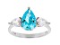 Blue And White Cubic Zirconia Rhodium Over Sterling Silver Ring 3.81ctw