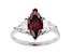 Red And White Cubic Zirconia Rhodium Over Sterling Silver Ring 3.26ctw