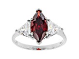 Red And White Cubic Zirconia Rhodium Over Sterling Silver Ring 3.26ctw