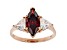 Red And White Cubic Zirconia 18K Rose Gold Over Sterling Silver Ring 3.26ctw