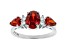 Red And White Cubic Zirconia Rhodium Over Sterling  Silver Ring 3.41ctw