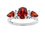 Red And White Cubic Zirconia Rhodium Over Sterling  Silver Ring 3.41ctw