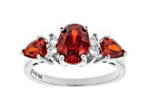 Red And White Cubic Zirconia Rhodium Over Sterling  Silver Ring 3.41ctw