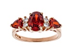 Red And White Cubic Zirconia 18K Rose Gold Over Sterling  Silver Ring 3.41ctw