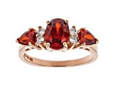 Red And White Cubic Zirconia 18K Rose Gold Over Sterling  Silver Ring 3.41ctw