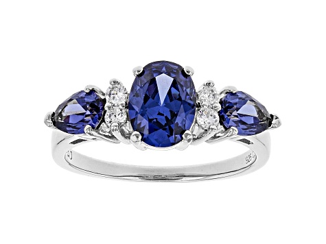 Blue And White Cubic Zirconia Rhodium Over Sterling Silver Ring 2.75ctw ...