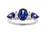 Blue And White Cubic Zirconia Rhodium Over Sterling Silver Ring 2.75ctw