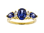 Blue And White Cubic Zirconia 18K Yellow Gold Over Sterling Silver Ring 2.75ctw