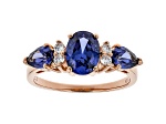 Blue And White Cubic Zirconia 18K Rose Gold Over Sterling Silver Ring 2.75ctw