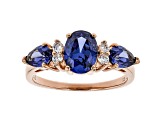 Blue And White Cubic Zirconia 18K Rose Gold Over Sterling Silver Ring 2.75ctw