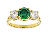 Green And White Cubic Zirconia 18K Yellow Gold Over Sterling Silver Ring 3.59ctw