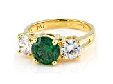 Green And White Cubic Zirconia 18K Yellow Gold Over Sterling Silver Ring 3.59ctw