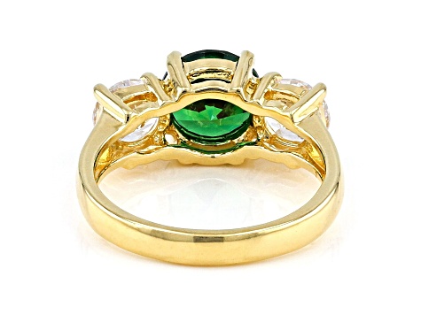 Green And White Cubic Zirconia 18K Yellow Gold Over Sterling Silver Ring 3.59ctw