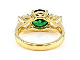 Green And White Cubic Zirconia 18K Yellow Gold Over Sterling Silver Ring 3.59ctw