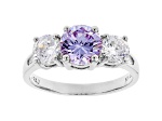 Purple And White Cubic Zirconia Rhodium Over Sterling Silver Ring 3.73ctw