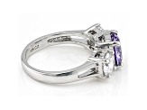 Purple And White Cubic Zirconia Rhodium Over Sterling Silver Ring 3.73ctw