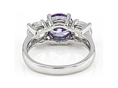 Purple And White Cubic Zirconia Rhodium Over Sterling Silver Ring 3.73ctw