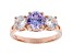 Purple And White Cubic Zirconia 18K Rose Gold Over Sterling Silver Ring 3.73ctw