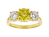 Yellow And White Cubic Zirconia 18K Yellow Gold Over Sterling Silver Ring 3.61ctw