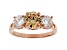 Champagne And White Cubic Zirconia 18K Rose Gold Over Sterling Silver Ring 3.69ctw
