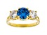 Blue And White Cubic Zirconia 18K Yellow Gold Over Sterling Silver Ring 3.48ctw