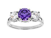 Purple And White Cubic Zirconia Rhodium Over Sterling Silver Ring 3.67ctw