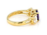 Purple And White Cubic Zirconia 18K Yellow Gold Over Sterling Silver Ring 3.67ctw