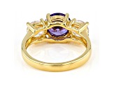 Purple And White Cubic Zirconia 18K Yellow Gold Over Sterling Silver Ring 3.67ctw