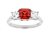 Orange And White Cubic Zirconia Rhodium Over Sterling Silver Ring 2.70ctw
