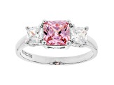 Pink And White Cubic Zirconia Rhodium Over Sterling Silver Ring 2.75ctw