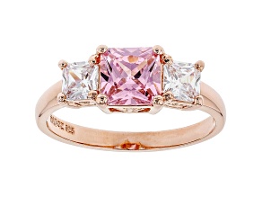 Pink And White Cubic Zirconia 18K Rose Gold Over Sterling Silver Ring 2.75ctw
