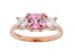 Pink And White Cubic Zirconia 18K Rose Gold Over Sterling Silver Ring 2.75ctw