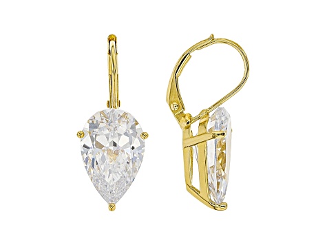 White Cubic Zirconia 18K Yellow Gold Over Sterling Silver Earrings 12.96ctw