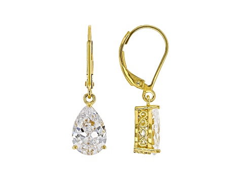 White Cubic Zirconia 18K Yellow Gold Over Sterling Silver Earrings 5.94ctw