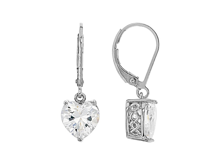 White Cubic Zirconia Rhodium Over Sterling Silver Heart