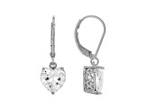 White Cubic Zirconia Rhodium Over Sterling Silver Heart Earrings 5.70ctw