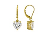 White Cubic Zirconia 18K Yellow Gold Over Sterling Silver Heart Earrings 5.70ctw