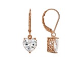 White Cubic Zirconia 18K Rose Gold Over Sterling Silver Heart Earrings 5.70ctw