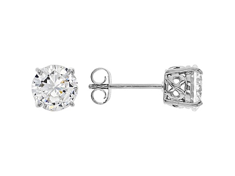 White Cubic Zirconia Rhodium Over Sterling Silver Stud Earrings 4.37ctw