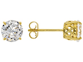 White Cubic Zirconia 18K Yellow Gold Over Sterling Silver Stud Earrings 4.37ctw