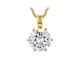 White Cubic Zirconia 18K Yellow Gold Over Sterling Silver Solitaire Pendant With Chain 2.97ctw