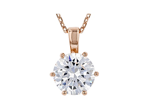 White Cubic Zirconia 18K Rose Gold Over Sterling Silver Solitaire Pendant With Chain 2.97ctw