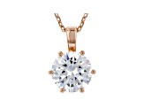 White Cubic Zirconia 18K Rose Gold Over Sterling Silver Solitaire Pendant With Chain 2.97ctw