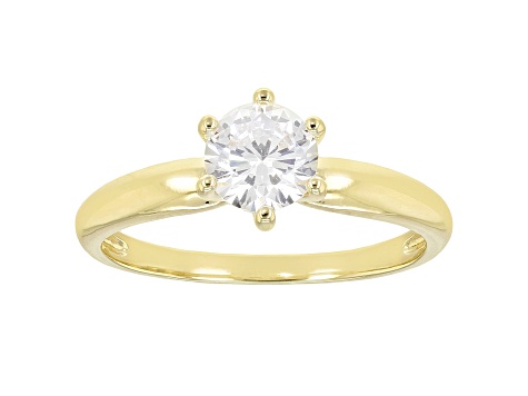 White Cubic Zirconia 18K Yellow Gold Over Sterling Silver Solitaire Ring 1.35ctw