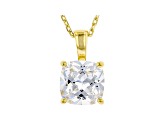 White Cubic Zirconia 18K Yellow Gold Over Sterling Silver Solitaire Pendant With Chain 3.15ctw