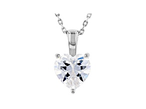 White Cubic Zirconia Rhodium Over Sterling Silver Heart Pendant With Chain 2.85ctw