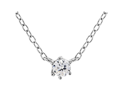 White Cubic Zirconia Rhodium Over Sterling Silver Necklace 0.14ctw